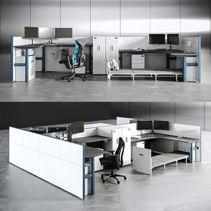 <span class=keywords><strong>Bureau</strong></span> de travail en forme de C en bois pour 4 personnes, mobilier de <span class=keywords><strong>bureau</strong></span> privé - Product Image 4