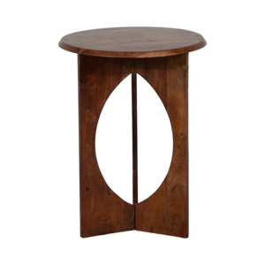 Tavolino Rotondo in Legno con Design a Intaglio Ovale per Arredamento Soggiorno - Product Image 1