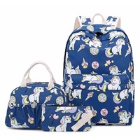 Ensemble de sac à dos licorne pour filles enfants adolescents sac d'école sac à dos de voyage avec déjeuner sac fourre-tout porte-crayon sac à main sac 3 en 1 ensemble
