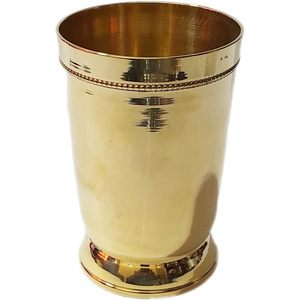 PARIJAT HANDICRAFT Designer Brass Tumbler Mint Beaded Julep Cup for Moscow Mule Premium <b>Drinkware</b> Accessories - Product Image 1