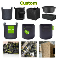 Sac de Culture Noir en Tissu Non Tissé Grand Volume de 45, 50, 60, 200 Gallons pour Plantes et Légumes, Vente en Gros Agricole, Ferme d'Extérieur