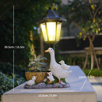 SE7ART BY-055 Grande Décoration Solaire en Résine en Forme de Canard Blanc, Écologique, Créative, pour Aménagement Paysager Extérieur