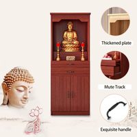Armoire d'autel bouddhiste en bois massif avec tiroirs de rangement, niche de prière autonome pour temple domestique