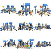 Castillo de juegos multicolor con tobogán de plástico para entretenimiento, equipo de juegos infantiles al por mayor para exteriores