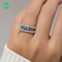 Bague large pour femme Better Star, certifiée IGI, avec trois pierres précieuses multicolores de laboratoire, diamant, or blanc 14K 18K, tendance