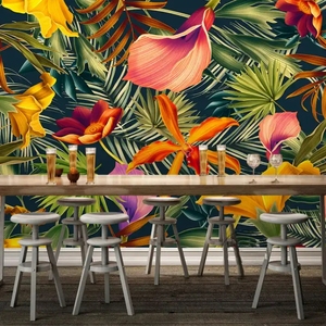 Feuilles tropicales foncées feuille photo papier peint botanique peler et coller papier peint pour salon <span class=keywords><strong>chambre</strong></span> décor - Product Image 4