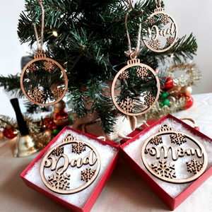 Custom Wooden Christmas Ornaments Personalized Engraved Wood Hanging Decorations for Christmas Tree Holiday Gift Wedding Party H - Product Image 1