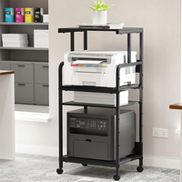 Support d'imprimante JH-Mech avec étagère de rangement pour presse à chaud, scanner, fax, support d'imprimante mobile haut de gamme à 4 niveaux en acier noir