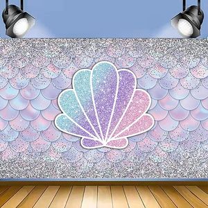 Hstyle sirène toile <span class=keywords><strong>de</strong></span> fond sous la mer anniversaire thème photographie fond pour fille <span class=keywords><strong>princesse</strong></span> fête d'anniversaire gâteau <span class=keywords><strong>Table</strong></span> décors - Product Image 4