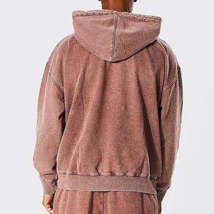 Usine directe hommes lavage à l'acide impression hiver sweat à capuche thermique dernier Style coton mélangé bas quantité minimale de commande marque privée bases ODM approvisionnement - Product Image 4