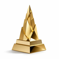 Trophée Figurine en Or Poli Écologique avec Design Arbre en Cristal et Globe, Impression UV, Récompense Métallique pour Cérémonie de Remise des Prix
