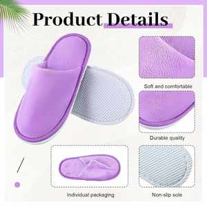 Chaussons jetables de luxe écologiques et hydratants pour adultes en polaire corail et lin avec semelle en EVA pour hôtels, voyages et spas - Product Image 3