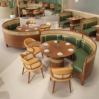 Ensemble de mobilier de restaurant moderne de haute qualité, canapé en velours circulaire 4 places avec table et chaises pour restaurant de fondue