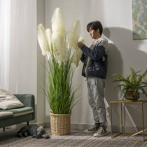 Planta Artificial de Caña de Vidrio, Simulación de Flor, Árbol Falso en Maceta, Decoración de Interiores para Sala de Estar, Planta Verde Biónica - Product Image 4