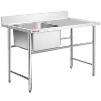 Restaurant commerciële roestvrijstalen spoelbak met gepolijste afwerking, fabriek leverancier werktafel spoelbak keuken dubbele spoelbak werkblad 300