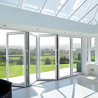 Porte pliante en PVC double vitrage trempé, ouverture à 90 degrés vers l'intérieur et vers l'extérieur, pour balcon et devanture de magasin