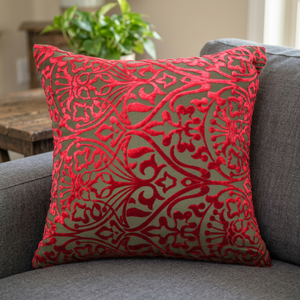 New Designer Woven Handmade Red Floral Contemporary Home Decor Brown Velvet Customizable Polyester/Cotton <b>Cushion</b> <b>Covers</b> 45X45cm - Product Image 3
