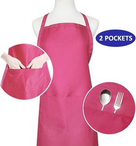 Tabliers roses en gros, tabliers unisexes pour adultes et filles avec poches, tabliers de cuisine roses réutilisables et imperméables, idéaux pour la cuisine - Product Image 4