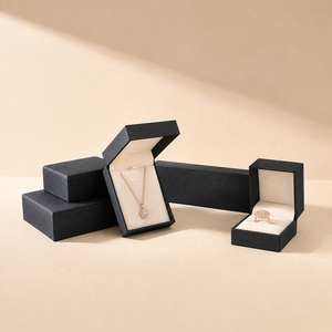 Zebopak Black Leather Christmas Jewellery <b>Box</b> Set with Ring Necklace Pendant <b>Bracelet</b> Holiday <b>Gift</b> Collection Factory - Product Image 2