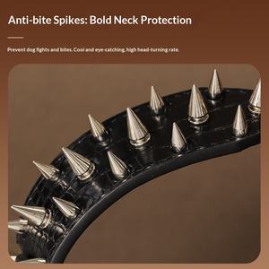 Nouveaux produits pour animaux de compagnie : Collier pour chien agressif en PU à rivets, anti-morsure, courbé et élargi, motif crocodile, avec boucle métallique - Product Image 4