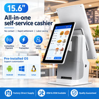 Système de point de vente tactile tout-en-un avec double écran 15,6+15,6 pouces, appareil de caisse tactile Windows/Android, tablette POS Google Store
