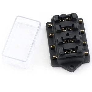 4 Yollu Sigortalı Dağıtım Bloğu 12V DC <span class=keywords><strong>Panel</strong></span> Montajlı Otomotiv Araba Su Geçirmez Bıçak Sigorta Tutucu Koruyucu Kapaklı - Product Image 1