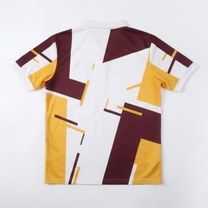 Maillot de football et de soccer personnalisé rétro géométrique Blokecore à col en V, blanc, bordeaux, jaune, avec empiècements, sublimation intégrale, entraînement, OEM, ODM - Product Image 3
