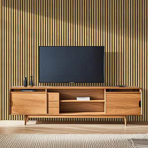 Panneaux en lattes de bois carrés blancs modernes personnalisés, design 3D, absorption acoustique, isolation NRC 1.0, dos en feutre noir - Product Image 1