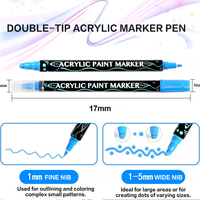 24 couleurs brillantes peinture acrylique imperméable à l'eau stylo marqueur permanent jeu fin pour dessin plastique-24 couleurs brillantes recharge d'encre
