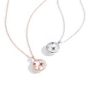 ML75 Fashion Trendy Women 925 <strong>Sterling</strong> <strong>Silver</strong> Rose Gold Round Shell Evening <strong>Star</strong> Shape Shell <strong>Necklace</strong> Jewelry - Product Image 6