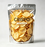 Sachets personnalisés à fermeture éclair, semi-métallisés PET/VMPET/PE avec fenêtre, pour l'emballage de chips de pommes de terre, faible MOQ
