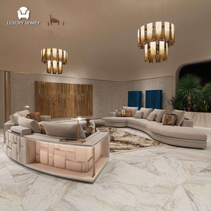 Set di Divani Componibili Curvi Reclinabili di Design Italiano con Illuminazione LED Integrata e Tavolo in Marmo, Arredamento di Lusso per Soggiorno - Product Image 3