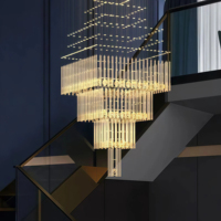 JYLIGHTING Lustre en cristal de forme carrée, grand modèle personnalisé, doré, pour la décoration de restaurants, d'hôtels et de mariages