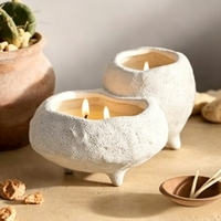 Pot à bougie en céramique à texture rugueuse, à 3 pieds, style Wabi Sabi, fait main, pour décoration de table, fournisseur de pots à bougie pour la fabrication de bougies en cire