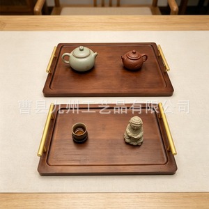 Bamboo <b>Tea</b> <b>Tray</b> Rectangular With Handle For <b>Tea</b> Serving Hotel Coffee Use Solid Color Brown <b>Tray</b> - Product Image 1