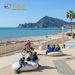 New Stone Building Materials Artificial Stone <b>Bench</b> XMS006 Outdoor Park Square GRC Concrete Pebble Chair - Product Image 3