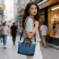 Sac fourre-tout bandoulière réutilisable en jean personnalisable, vintage, écologique, léger, portable, avec fermeture éclair, style japonais, pour l'été
