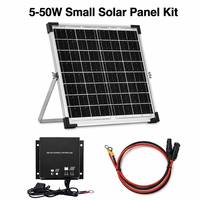 Module solaire 10W 20W 30W, panneau en verre avec câble de contrôleur pour l'éclairage solaire domestique, le camping, les camping-cars, la charge de batteries marines