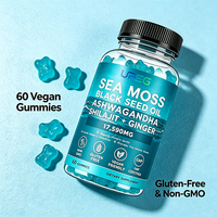Gummies véganes à l'algue marine, huile de nigelle, ashwagandha, shilajit et gingembre, 60 unités, compléments alimentaires pour stimuler le système immunitaire et l'énergie