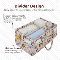 Sac de rangement multifonctionnel imperméable à motif animalier avec compartiment amovible pour les essentiels des nouveau-nés