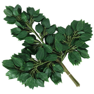 Bouquet de feuilles de banian artificielles en plastique et soie, vertes, pour décoration murale, maison, mariage, cadeaux d'affaires - Product Image 4