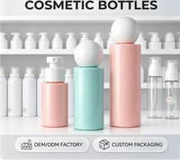 Bouteille pulvérisateur PET 60/100/200 ml à succès avec bouchon sphérique, logo personnalisé, flacon pompe à brume fine pour cosmétiques et soins de la peau