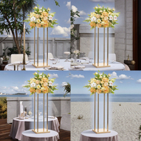 Support à fleurs de mariage rectangulaire moderne de luxe en métal doré, décoration de table d'événement de haute qualité et fournitures de mariage, décoration de la maison, cadeau
