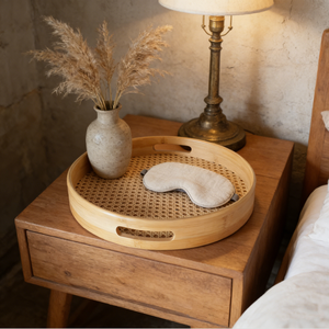 Bandeja Redonda para Servir, Hecha a Mano, de Bambú y Ratán Tejido, con Asas, para Mesa de Centro, Cocina, Decoración del Hogar, Desayuno, Comida y Bebidas - Product Image 5