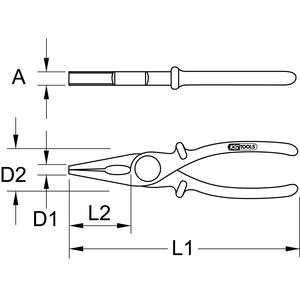 KS TOOLS Plastic <b>flat</b> <b>nose</b> <b>pliers</b> with protective insulation, 200mm - Product Image 2