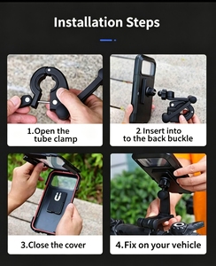 Factory wholesales Universal Phone Holder Waterproof ABS/PC <b>Stand</b> for Motorcycle and Bicycle 360 Degree Swivel with Attachment - Product Image 6