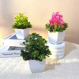 Plantes artificielles en pot de forme carrée pour décoration intérieure, ornement de mariage, en plastique - Product Image 2