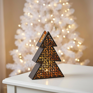 Vente en gros de porte-bougies décoratifs en métal en forme d'arbre de Noël pour la décoration de table à la maison - Product Image 1