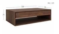 Table basse de salon nordique en bois massif, style moderne et minimaliste, avec rangement, en chêne blanc ou noyer noir, meubles sur mesure