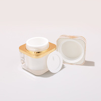 Flacons de luxe carrés en acrylique doré 30ml 50ml 100ml 30g 50g pour lotions, pots cosmétiques, emballages de soins de la peau, flacons pompe pour lotions